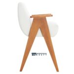 Premium Fabric Armrest Bar Stools with Solid Wood Legs - Image 2