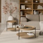 Wood Round Centre Table for Living Room with Natural Finish