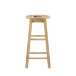 Solid Wood Round Bar Stool for Kitchen Counter & Bar – Natural Finish - Image 2