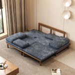 Urban Comfort Convertible Wooden Daybed Sofa – Grey Fabric - Image 2