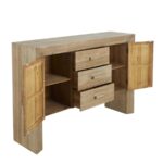 Solid Wood Sideboard Cabinet with Drawers – Natural Distressed Finish - Image 2
