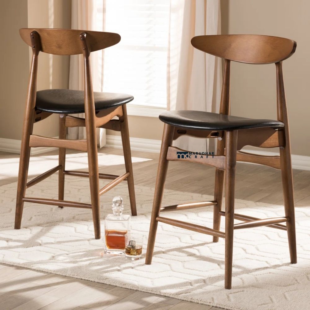 19 Solid Sheesham Wood Straight-Leg Bar Stools Set of 4 - Image 1