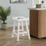 Solid Wood Square Bar Stool for Kitchen Counter & Bar – White Finish