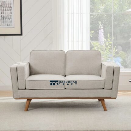 Two-Seater Loveseat with Strong Solid Wood Legs for Indian Homes