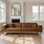 Mid Century Modern Four-Seater Leather Sofa with Wide Armrests - Image 5