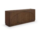 Modern Solid Wood Sideboard with Curved Panel Design – Walnut Finish - Image 2