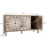 Hand-Carved Solid Wood Sideboard with Ornate Floral Panels – Natural & White Finish - Image 4