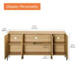Modern Solid Wood Fluted Door Sideboard Cabinet – Natural Oak Finish - Image 4