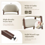 Set of 2 Modern Linen Upholstered Dining Armchairs with Solid Wood Legs - Image 6