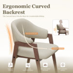 Set of 2 Modern Linen Upholstered Dining Armchairs with Solid Wood Legs - Image 5