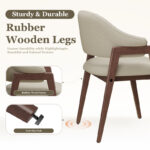 Set of 2 Modern Linen Upholstered Dining Armchairs with Solid Wood Legs - Image 4