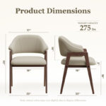 Set of 2 Modern Linen Upholstered Dining Armchairs with Solid Wood Legs - Image 3