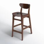 Solid Wood Bar Chair / Bar Stool for Kitchen Counter & Dining – Walnut Finish - Image 3