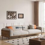 Cotton Linen Fabric Sofa with Solid Wood Structure for Spacious Living Rooms - Image 4