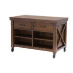 Twin-Drawer Kitchen Island Cart with Locking Casters - Image 4