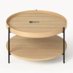 Wood Round Centre Table for Living Room with Natural Finish - Image 4