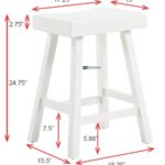 Solid Wood Square Bar Stool for Kitchen Counter & Bar – White Finish - Image 2