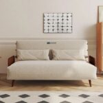 Harmony Convertible Fabric Sofa Cum Bed with Wooden Accents - Image 3
