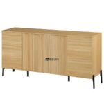 Modern Solid Wood Fluted Door Sideboard Cabinet – Natural Oak Finish - Image 2