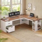 L-Shaped Study Table with Drawers & Shelves