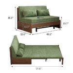 Compact Wooden Sofa Cum Bed with Ribbed Fabric Mattress - Image 6