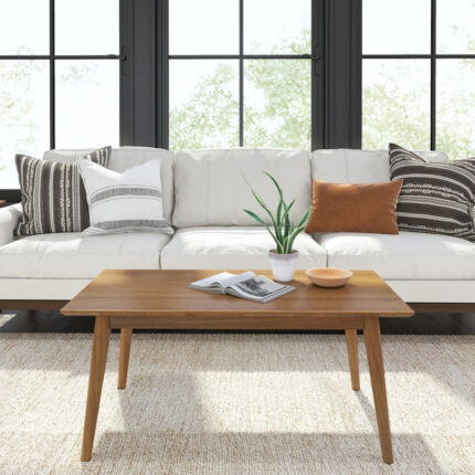 Solid Wood Coffee Table with Storage Shelf