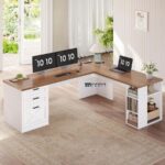 L-Shaped Study Table with Drawers & Shelves - Image 4