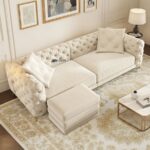 Luxury Tufted L-Shape Sofa with Ottoman
