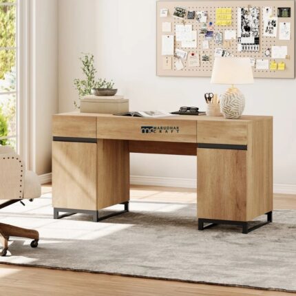 Modern Executive Study Desk with Dual Storage Pedestals