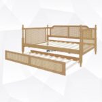 Solid Wood Cane Daybed with Trundle Bed - Image 3