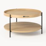 Wood Round Centre Table for Living Room with Natural Finish - Image 5