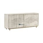 Geometric Textured Sideboard with Brass Finish Base - Image 4
