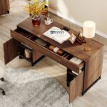 Contemporary Wooden Study Desk with Dual Pedestal Storage - Image 3