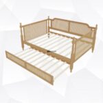 Solid Wood Cane Daybed with Trundle Bed - Image 2