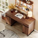 Contemporary Wooden Study Desk with Dual Pedestal Storage - Image 4