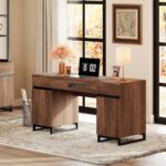 Contemporary Wooden Study Desk with Dual Pedestal Storage - Image 2