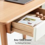 Solid Oak Wood Writing Desk with Twin Storage Drawers for Home Offices - Image 6