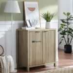 Vertical Fluted Wooden Storage Cabinet – Natural Finish - Image 3