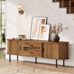 Mid-Century Modern Low Console Cabinet in Solid Wood Finish - Image 4