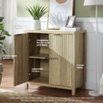 Vertical Fluted Wooden Storage Cabinet – Natural Finish - Image 4
