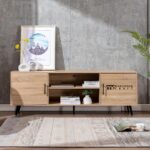 Mid Century Modern Wooden TV Stand with Storage and Clean Contemporary Design - Image 3
