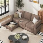 L-Shape Fabric Sofa with Storage Ottoman (Left Aligned) - Image 3