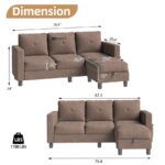 L-Shape Fabric Sofa with Storage Ottoman (Left Aligned) - Image 5