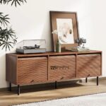 Mid Century Style TV Stand with Clean Lines and Timeless Wooden Design