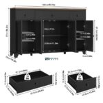 Modern Matte Black Wooden Sideboard Cabinet with Drawers & Storage - Image 4