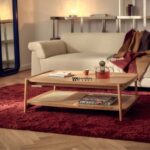Wooden Coffee Table with Fabric Upholstered Top and Hidden Storage