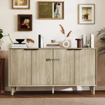 Fluted Wooden Sideboard Cabinet – Contemporary Minimal Design