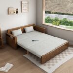 Classic Comfort Wooden Sofa Cum Bed with Storage Arms
