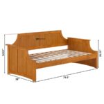 Classic Solid Wood Daybed Sofa with Armrests (Honey Oak Finish) - Image 4