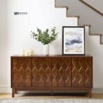 Geometric Carved Wooden Sideboard – Modern Designer Storage Cabinet